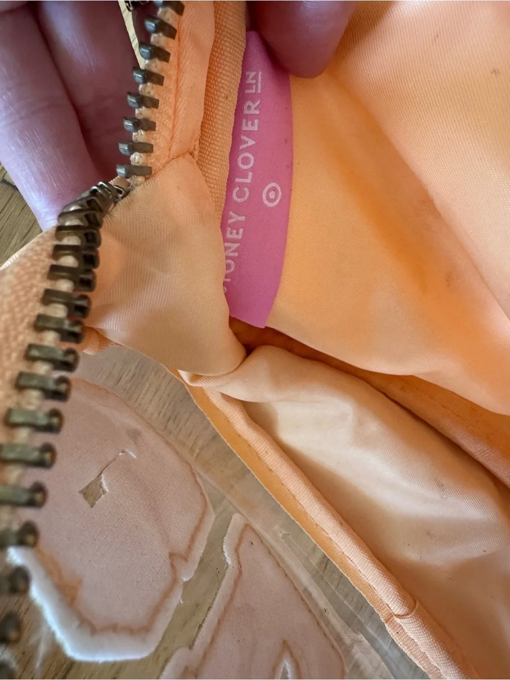 Stoney Clover Lane Light Orange Peach Glitter Glam Makeup Bag